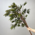 Artificial Pine Branches, Single Stem with 11 Pine Needles, 43" Tall, Real-Touch Latex Material, Modern Style for Office, Hotel, or Home Decor