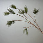 Artificial Pine Branches, Single Stem with 11 Pine Needles, 43" Tall, Real-Touch Latex Material, Modern Style for Office, Hotel, or Home Decor