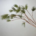 Artificial Pine Branches, Single Stem with 11 Pine Needles, 43" Tall, Real-Touch Latex Material, Modern Style for Office, Hotel, or Home Decor