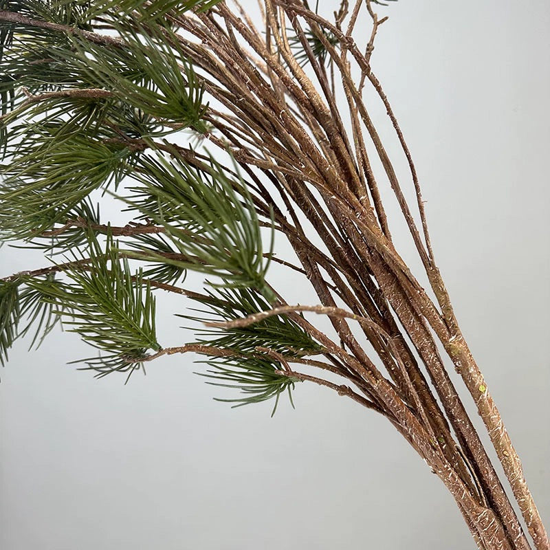 Artificial Pine Branches, Single Stem with 11 Pine Needles, 43" Tall, Real-Touch Latex Material, Modern Style for Office, Hotel, or Home Decor