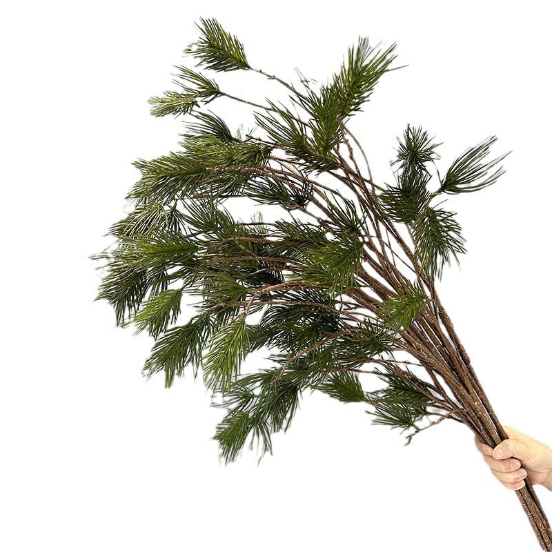 Artificial Pine Branches, Single Stem with 11 Pine Needles, 43" Tall, Real-Touch Latex Material, Modern Style for Office, Hotel, or Home Decor