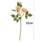 Artificial Silk Roses Bush, 3 Blooms, 21" Tall, Realistic Faux Flower Arrangement for Home Decor, Table Centerpieces, Wedding Decor