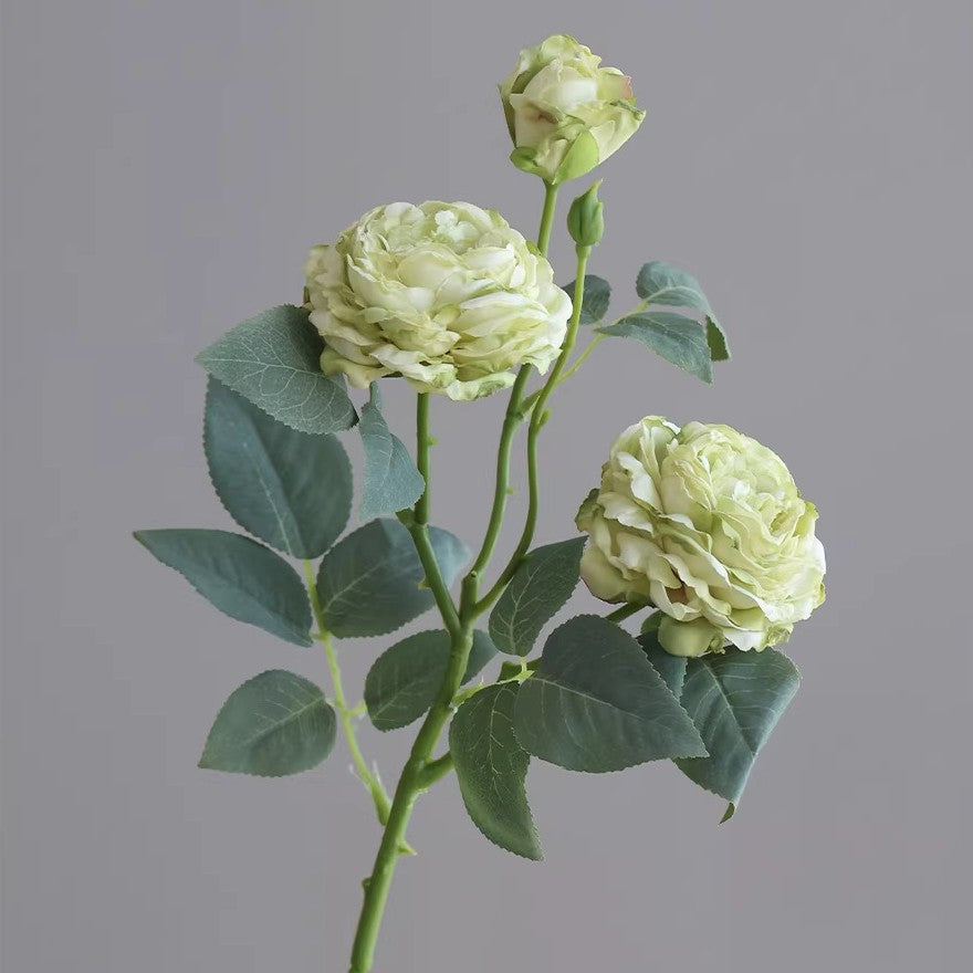 Artificial Silk Roses Bush, 3 Blooms, 21" Tall, Realistic Faux Flower Arrangement for Home Decor, Table Centerpieces, Wedding Decor