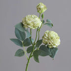 Artificial Silk Roses Bush, 3 Blooms, 21" Tall, Realistic Faux Flower Arrangement for Home Decor, Table Centerpieces, Wedding Decor