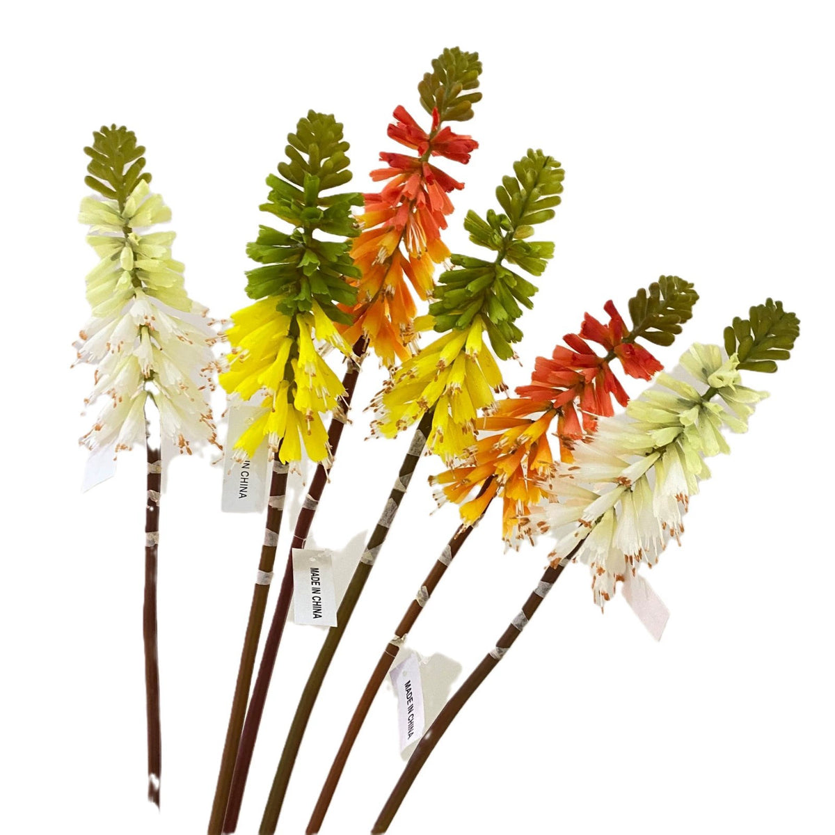 Artificial Torch Lily Stems, 28" Tall, Silk Flowers for Home, Hotel, and Window Displays, Single Stem, Bendable Design