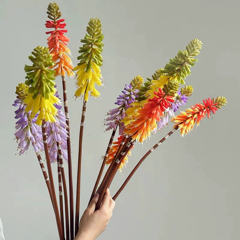 Artificial Torch Lily Stems, 28" Tall, Silk Flowers for Home, Hotel, and Window Displays, Single Stem, Bendable Design
