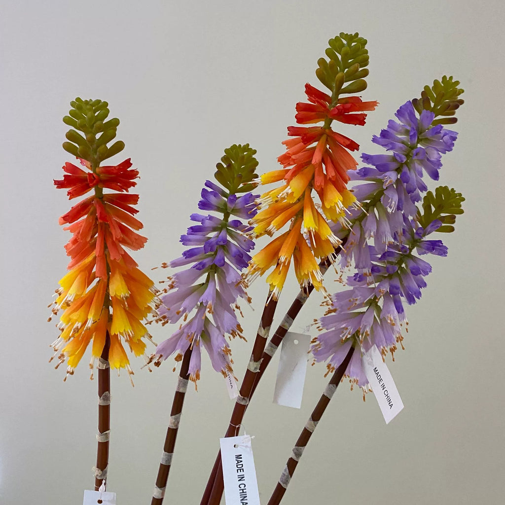 Artificial Torch Lily Stems, 28" Tall, Silk Flowers for Home, Hotel, and Window Displays, Single Stem, Bendable Design