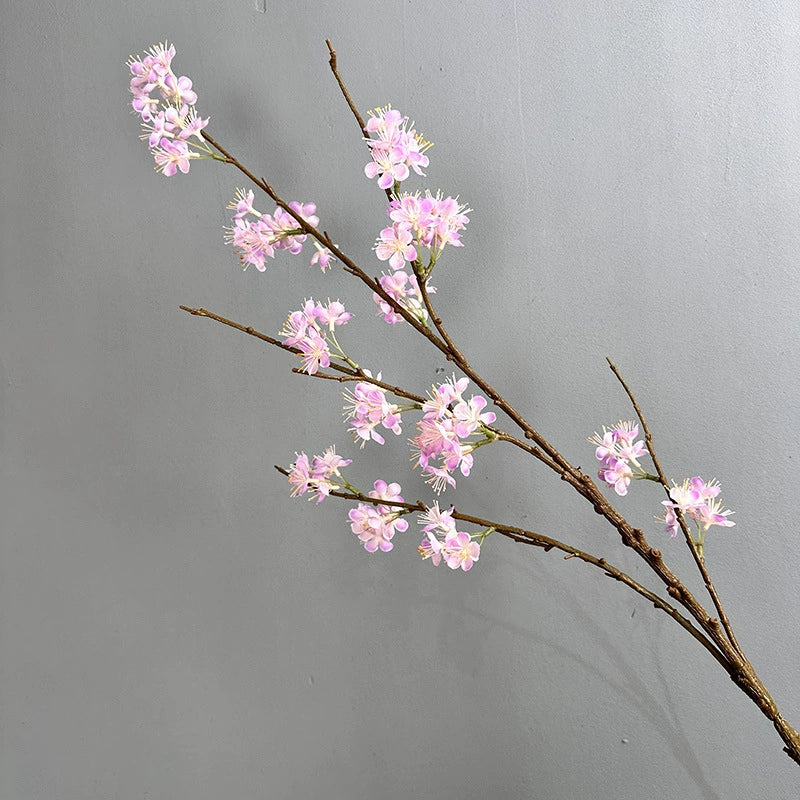 Artificial Silk Pear Blossom Branch, 43" Single Stem Floral Decor for Home & Hotel Styling, Bendable Stem in 6 Colors (White, Cream, Pink, Purple, Deep Purple, Yellow)
