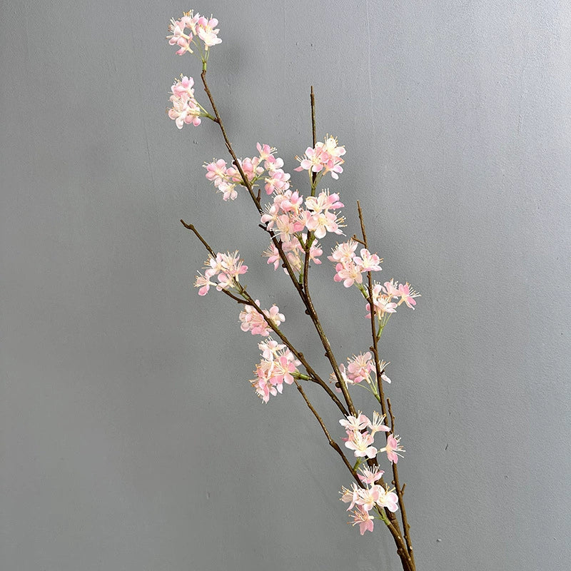 Artificial Silk Pear Blossom Branch, 43" Single Stem Floral Decor for Home & Hotel Styling, Bendable Stem in 6 Colors (White, Cream, Pink, Purple, Deep Purple, Yellow)