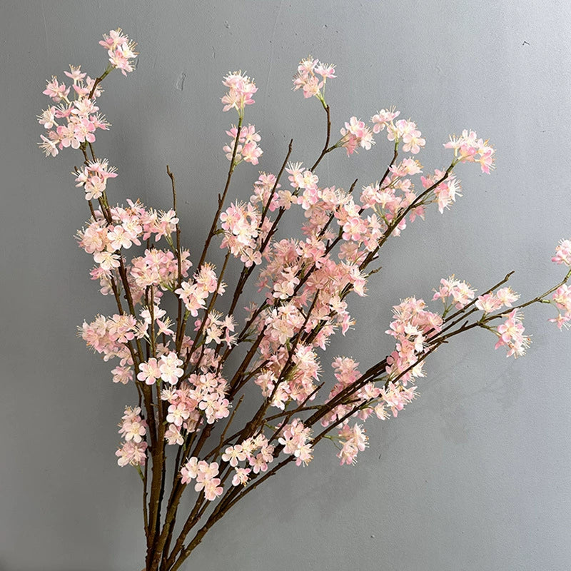 Artificial Silk Pear Blossom Branch, 43" Single Stem Floral Decor for Home & Hotel Styling, Bendable Stem in 6 Colors (White, Cream, Pink, Purple, Deep Purple, Yellow)