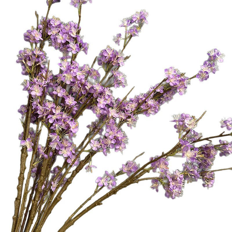 Artificial Silk Pear Blossom Branch, 43" Single Stem Floral Decor for Home & Hotel Styling, Bendable Stem in 6 Colors (White, Cream, Pink, Purple, Deep Purple, Yellow)