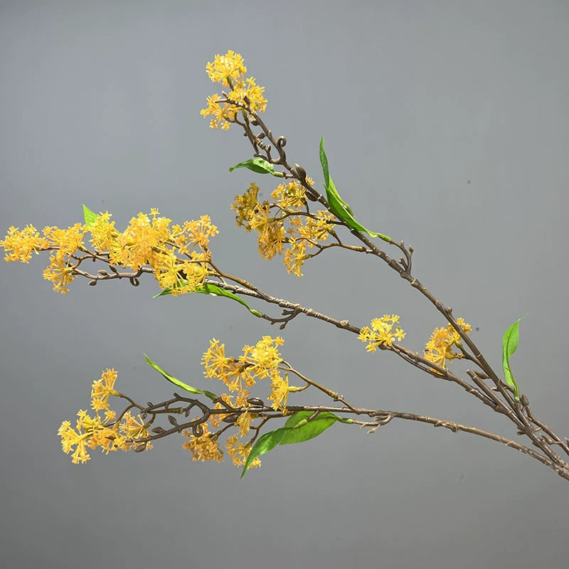 Artificial Osmanthus Branch, Light Luxury Faux Flower, 35" Single Stem with 3 Branches, PE/PVC, 6 Colors - Home, Hotel & Commercial Decor