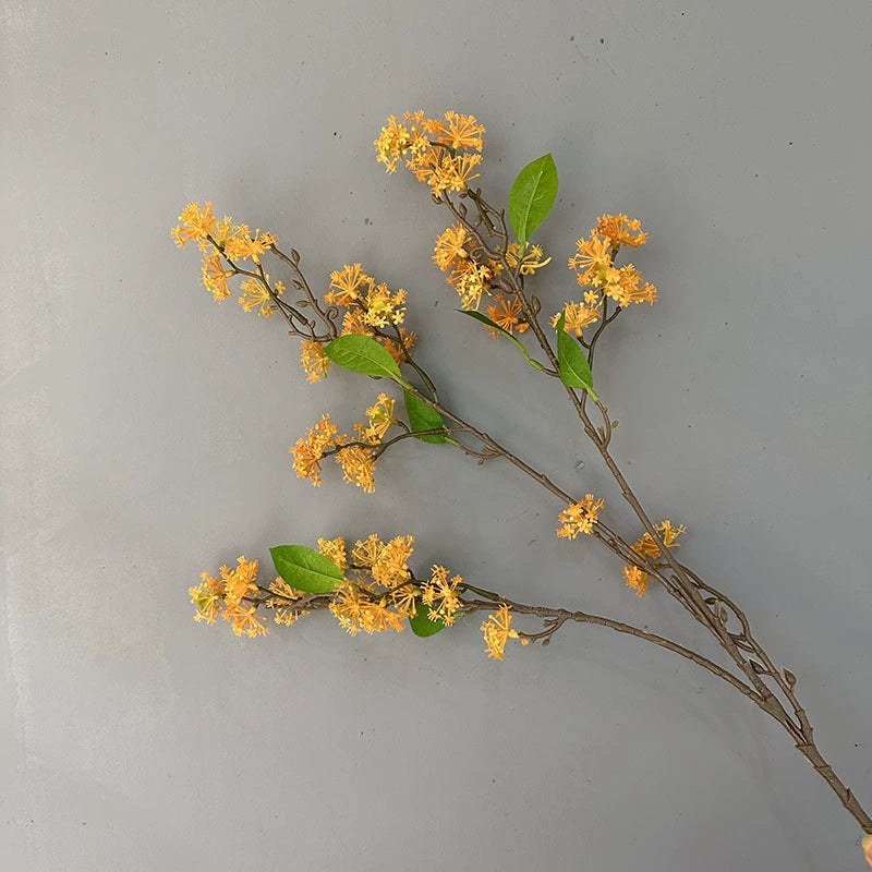 Artificial Osmanthus Branch, Light Luxury Faux Flower, 35" Single Stem with 3 Branches, PE/PVC, 6 Colors - Home, Hotel & Commercial Decor