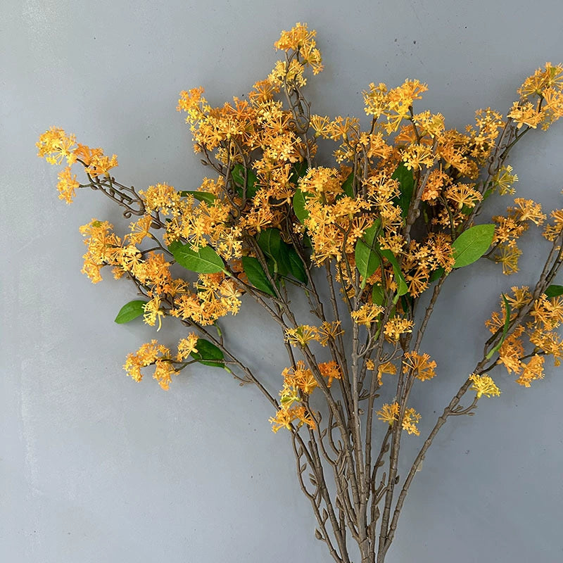 Artificial Osmanthus Branch, Light Luxury Faux Flower, 35" Single Stem with 3 Branches, PE/PVC, 6 Colors - Home, Hotel & Commercial Decor