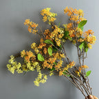 Artificial Osmanthus Branch, Light Luxury Faux Flower, 35" Single Stem with 3 Branches, PE/PVC, 6 Colors - Home, Hotel & Commercial Decor