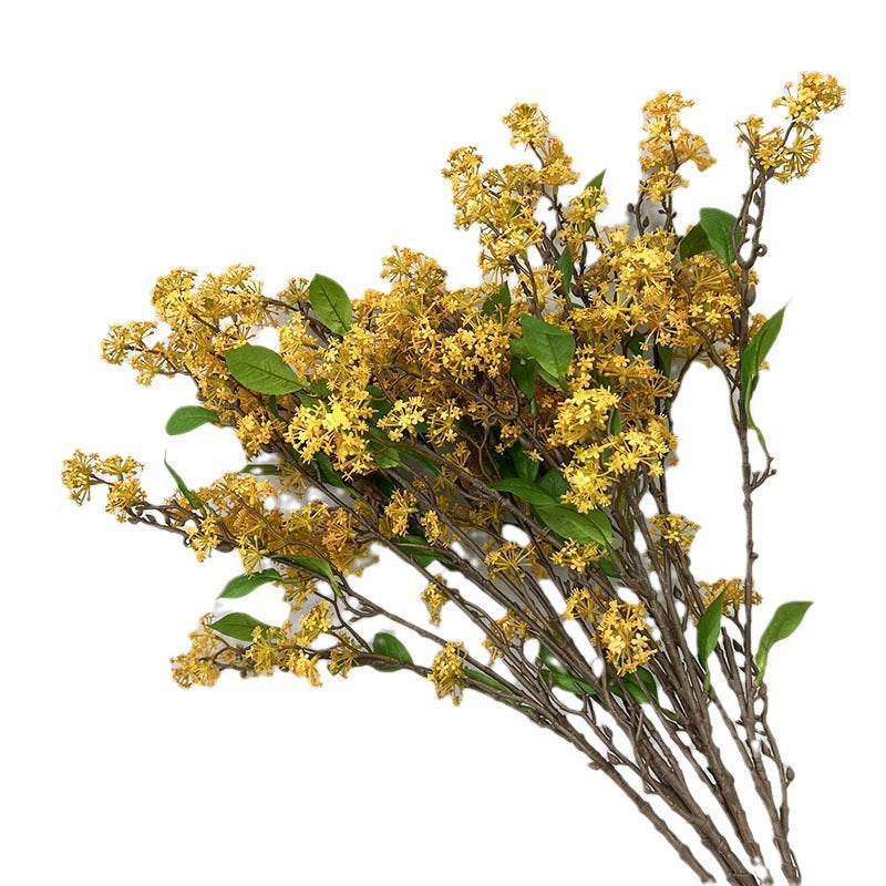 Artificial Osmanthus Branch, Light Luxury Faux Flower, 35" Single Stem with 3 Branches, PE/PVC, 6 Colors - Home, Hotel & Commercial Decor