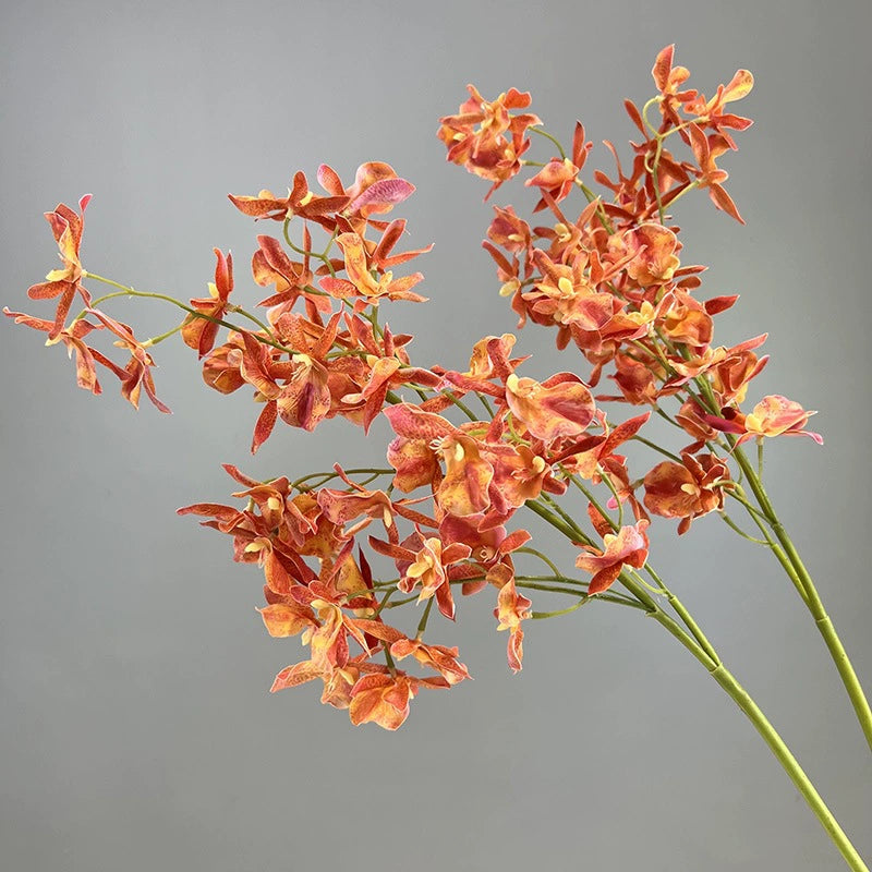 Real-Touch Spider Orchid Artificial Flower, Single Stem with 42 Blooms, 35", White, Pink, Purple, Yellow, Orange, Indoor Decor, Hotel Displays