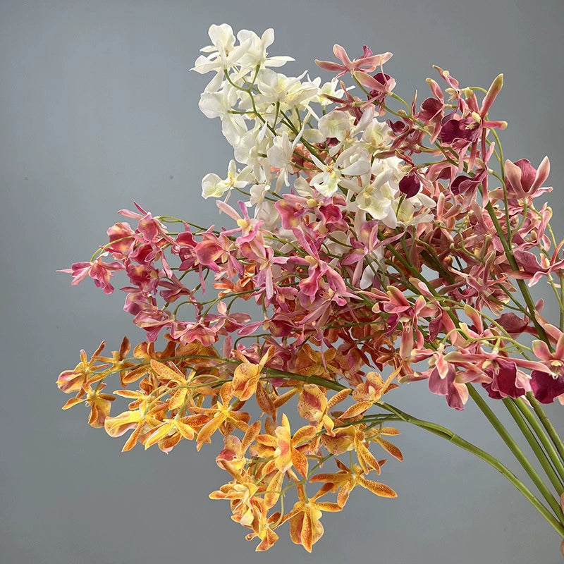 Real-Touch Spider Orchid Artificial Flower, Single Stem with 42 Blooms, 35", White, Pink, Purple, Yellow, Orange, Indoor Decor, Hotel Displays