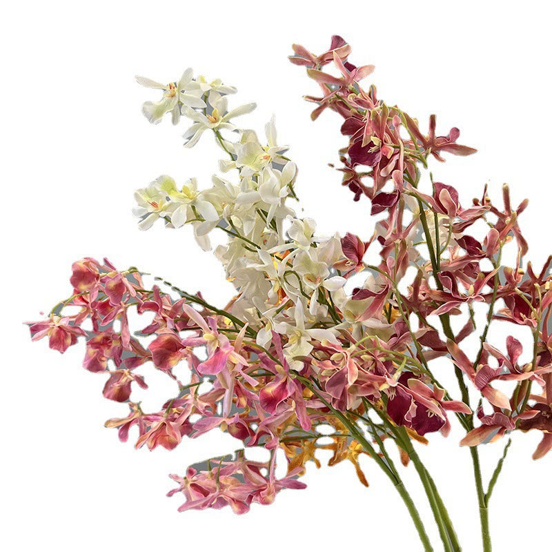 Real-Touch Spider Orchid Artificial Flower, Single Stem with 42 Blooms, 35", White, Pink, Purple, Yellow, Orange, Indoor Decor, Hotel Displays