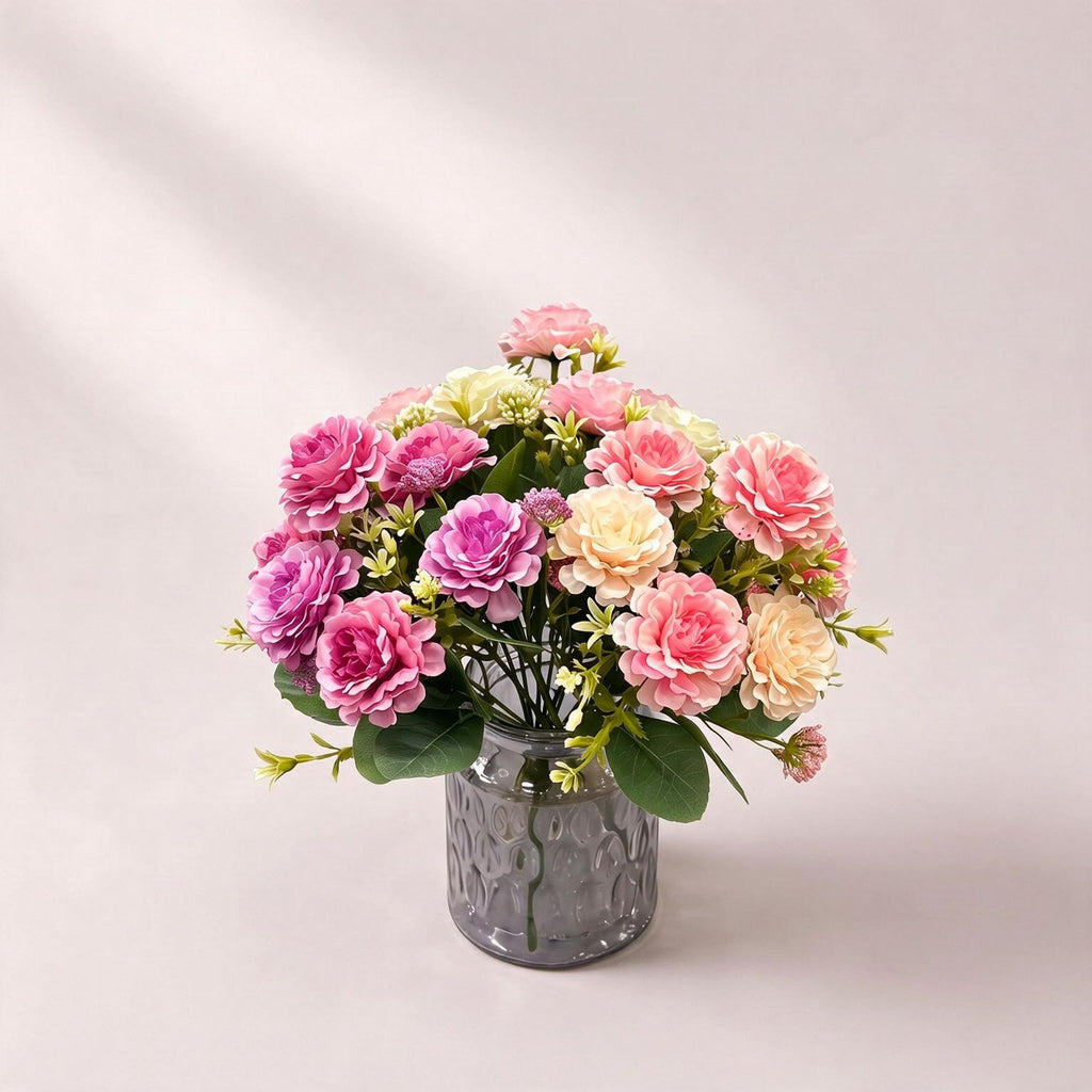 Artificial Peony Bush, 6 Blooms, 13" Tall, Lifelike Faux Peonies for Bouquets, Home Decor, Wedding Arrangements, Vase Fillers