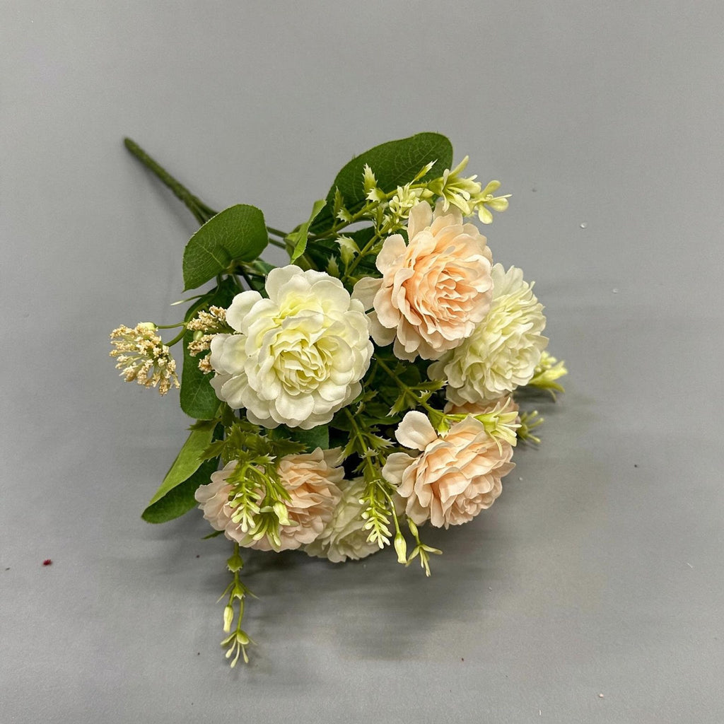 Artificial Peony Bush, 6 Blooms, 13" Tall, Lifelike Faux Peonies for Bouquets, Home Decor, Wedding Arrangements, Vase Fillers