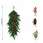 Artificial Christmas Pine Garland with Red Berries, 25" Holiday Wall Hanging, Indoor Festive Decor, Realistic Silk Floral Arrangement