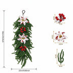 Artificial Christmas Pine Garland with Red Berries, 25" Holiday Wall Hanging, Indoor Festive Decor, Realistic Silk Floral Arrangement