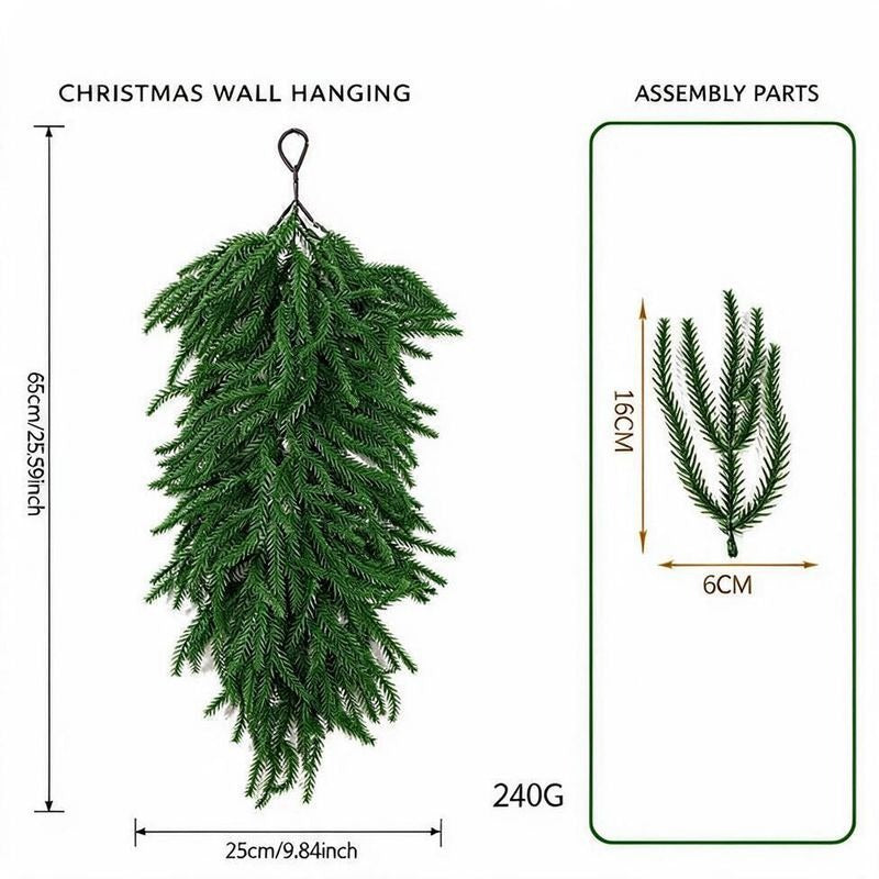 Artificial Christmas Pine Garland with Red Berries, 25" Holiday Wall Hanging, Indoor Festive Decor, Realistic Silk Floral Arrangement
