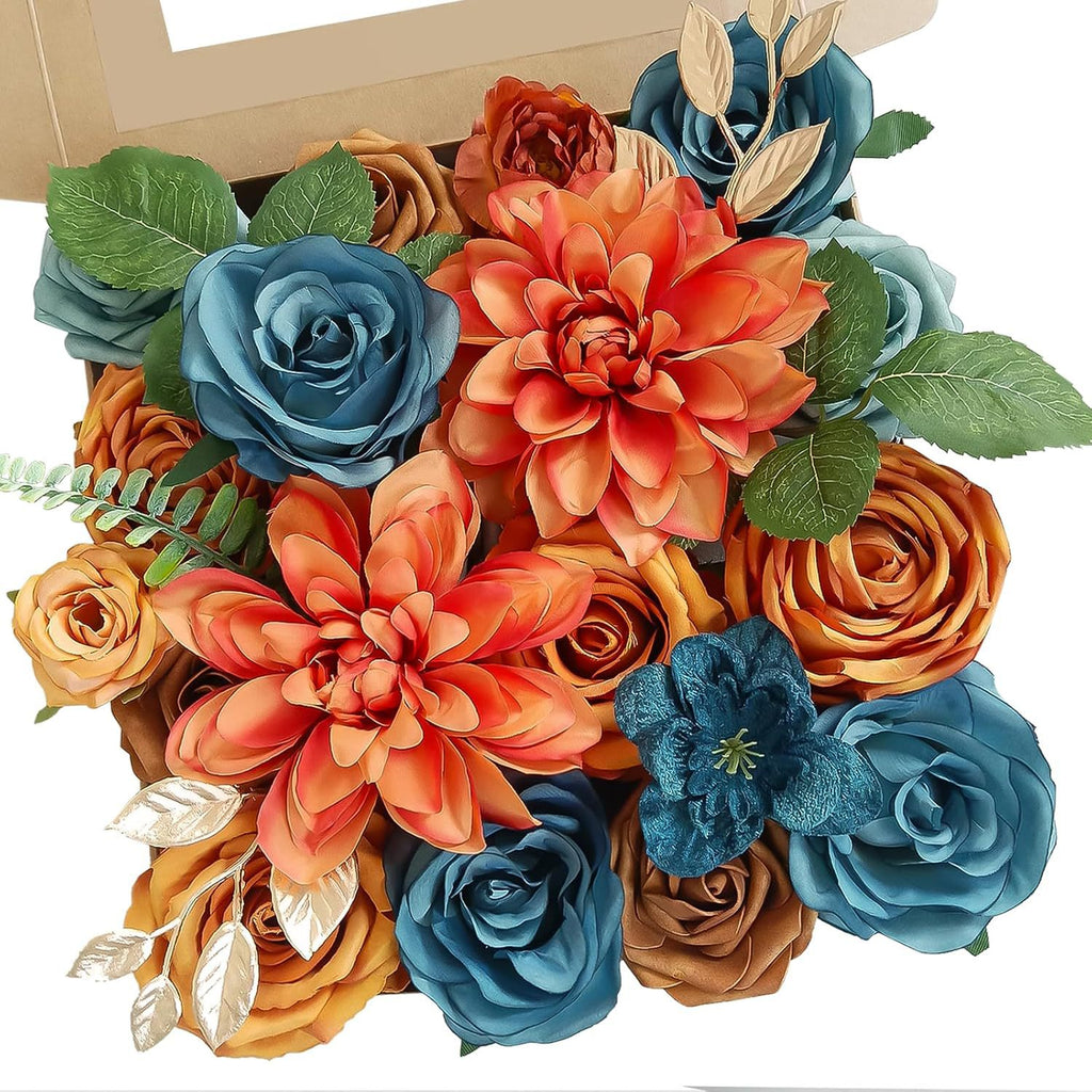 Artificial Anna Roses and Dahlias Floral Pack, Set of 20 Loose Flower Heads, DIY Wedding Arrangements, Home Decor