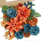 Artificial Anna Roses and Dahlias Floral Pack, Set of 20 Loose Flower Heads, DIY Wedding Arrangements, Home Decor