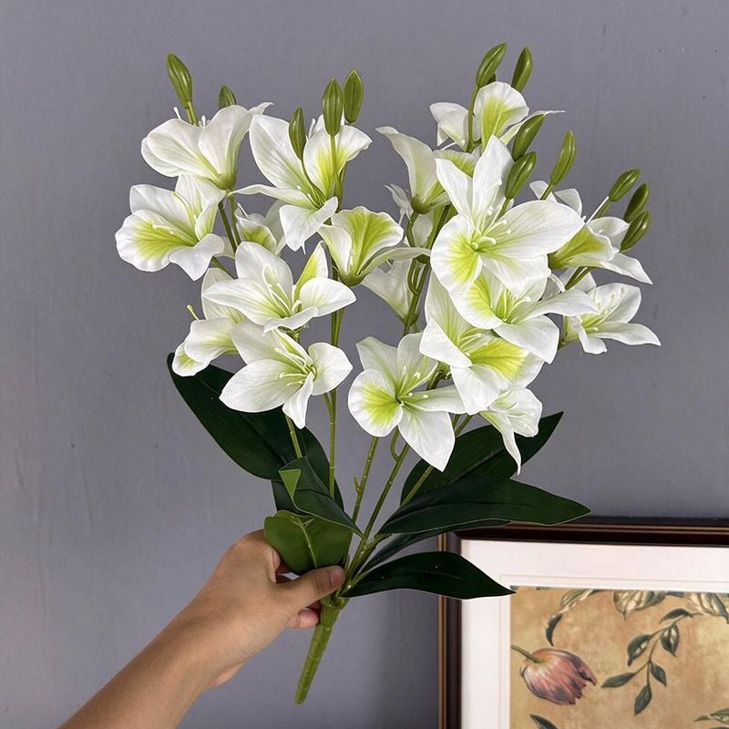 Artificial Bauhinia Flower Bush, Silk Fabric, 19" Height, 20 Blooms, Perfect for Weddings, Home Decor, and Commercial Spaces