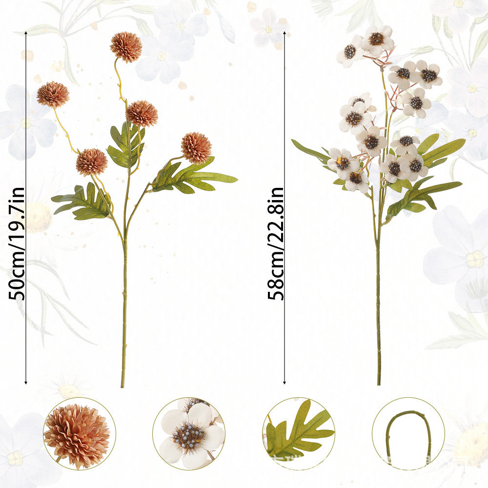 Artificial Dandelion and Plum Blossom Bouquet, 23" Silk Flower Arrangement for Home Decor, Weddings, and Events