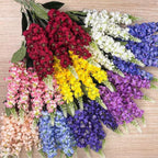 5-Bloom Artificial Golden Grass, Delphinium, Hyacinth, Violet Wedding Bouquet, 22" Silk Floral Arrangement for Indoor Decor, Photography Props