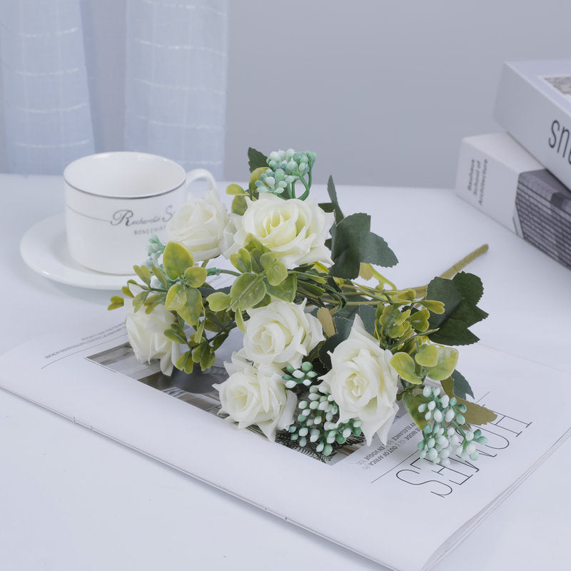 Mixed Rose Bush, 20" Silk Floral Arrangement, Modern Home Decor, Wedding Bouquet, Hotel Centerpiece