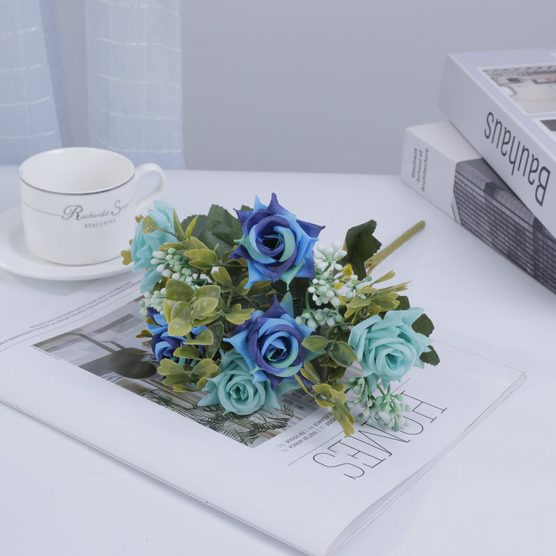 Mixed Rose Bush, 20" Silk Floral Arrangement, Modern Home Decor, Wedding Bouquet, Hotel Centerpiece