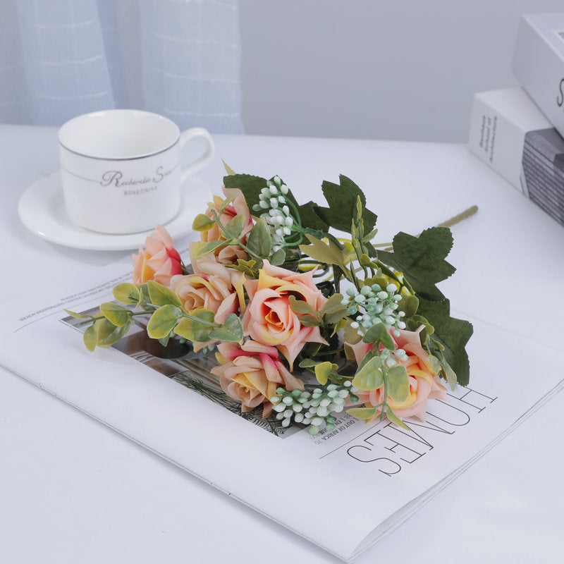 Mixed Rose Bush, 20" Silk Floral Arrangement, Modern Home Decor, Wedding Bouquet, Hotel Centerpiece