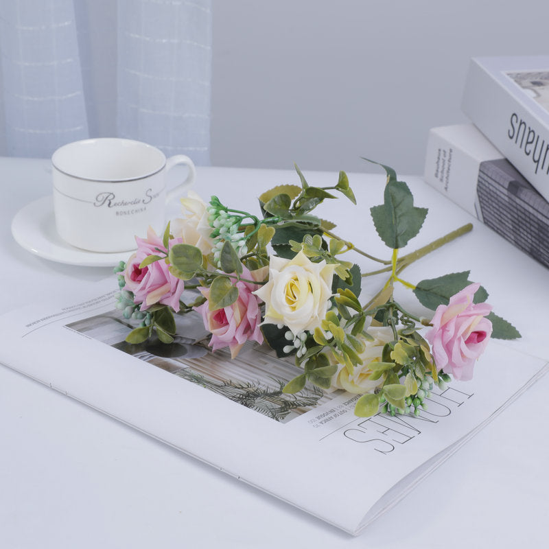 Mixed Rose Bush, 20" Silk Floral Arrangement, Modern Home Decor, Wedding Bouquet, Hotel Centerpiece