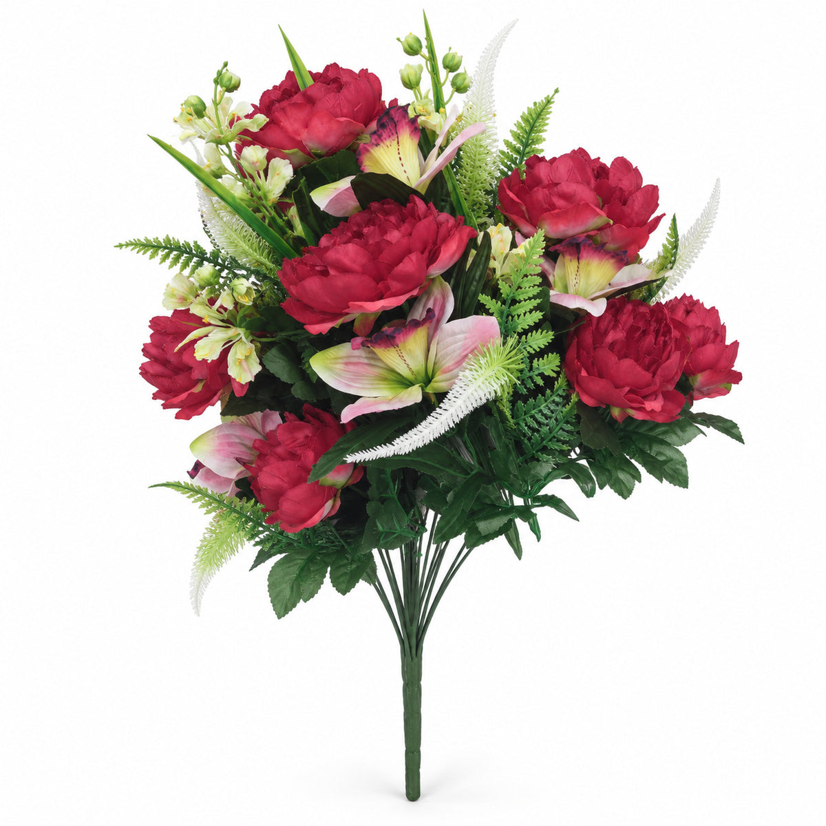 Artificial Peony Lily Bouquet, 26" Tall, 24 Stems, Modern Home Decor, Indoor Floral Arrangement