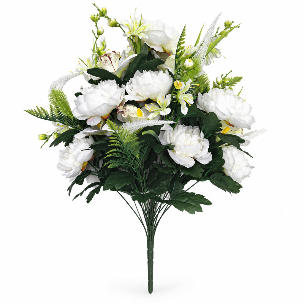 Artificial Peony Lily Bouquet, 26" Tall, 24 Stems, Modern Home Decor, Indoor Floral Arrangement