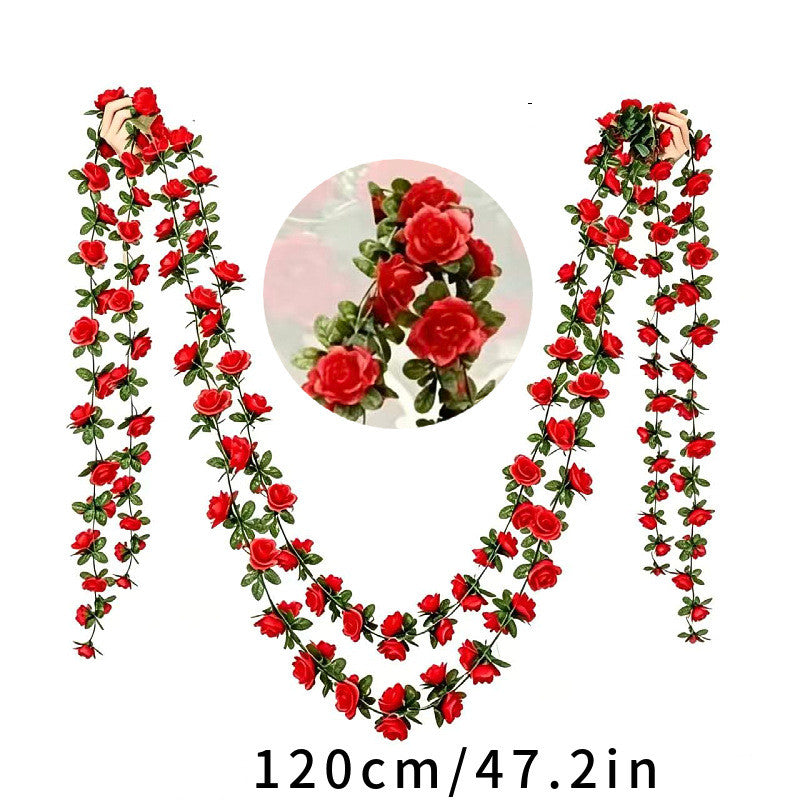 Artificial Rose Garland Vine, 47" Long, 45 Blooms, Plastic, Perfect for Wedding Arches, Home Decor, Indoor & Outdoor Use