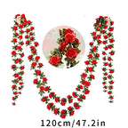 Artificial Rose Garland Vine, 47" Long, 45 Blooms, Plastic, Perfect for Wedding Arches, Home Decor, Indoor & Outdoor Use