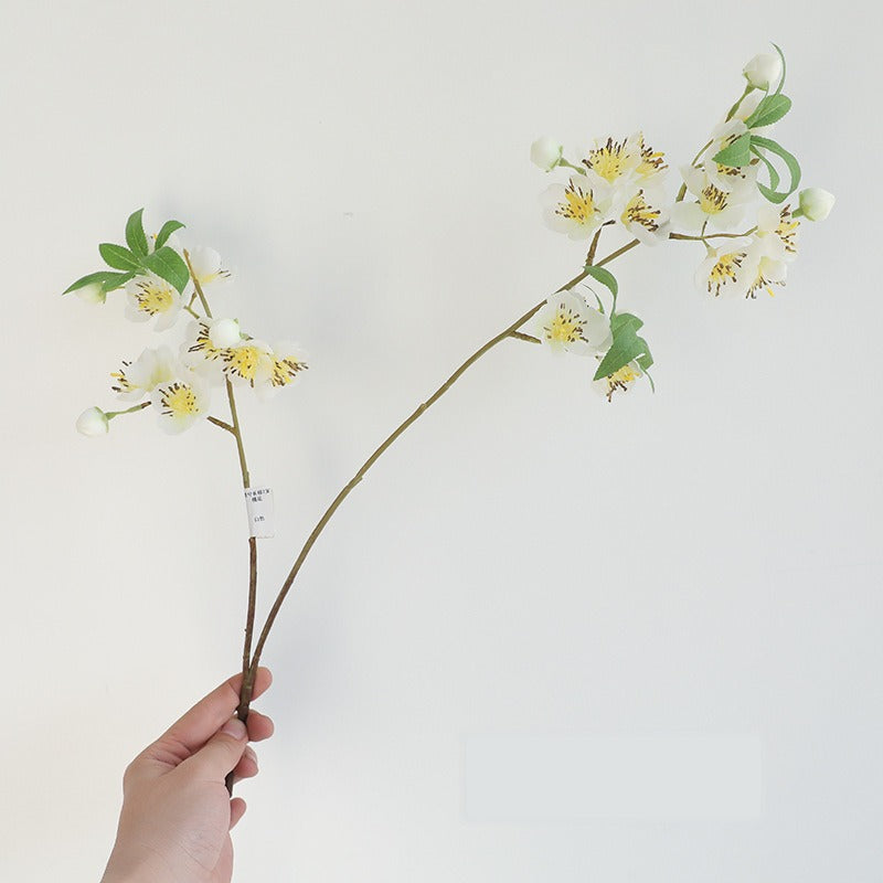 Artificial Peach Blossom Branch, 32" Silk Floral Stem for Wedding Decor, Home & Outdoor Styling (Pink/White)