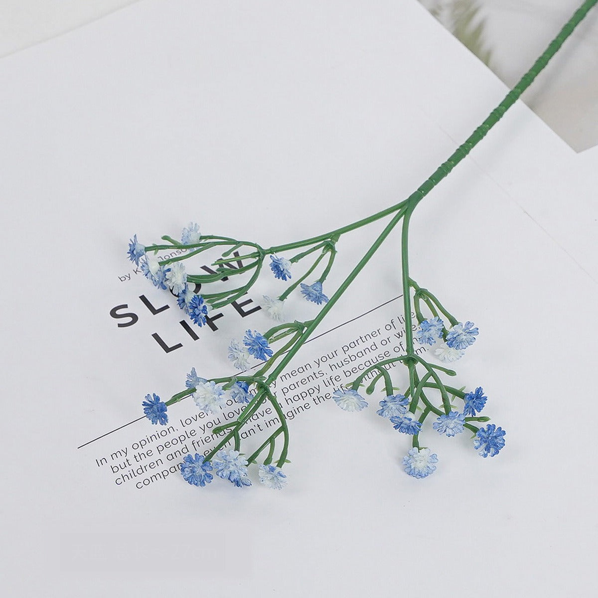 Set of 10 Artificial Baby's Breath Stems, Single Stem with Gypsophila, 11" Long, White & Sky Blue, Wedding Arch Decor, Home & Event Styling