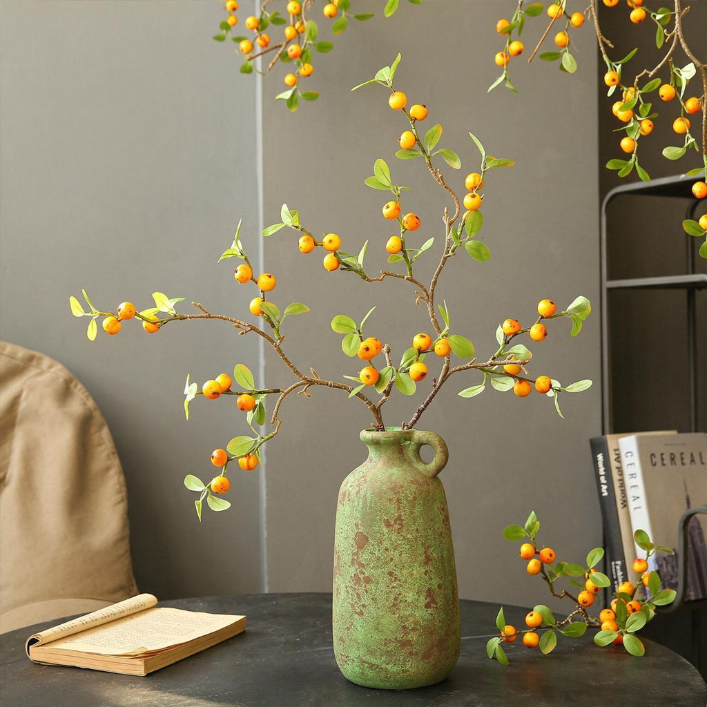 Artificial Mini Apple Bouquet, 18 Stems Faux Silk Fruit Decor, 25" Rustic Home & Hotel Decor, Table Centerpiece, Window Display