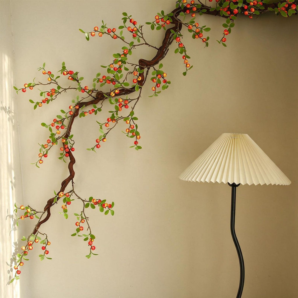 Artificial Mini Apple Bouquet, 18 Stems Faux Silk Fruit Decor, 25" Rustic Home & Hotel Decor, Table Centerpiece, Window Display