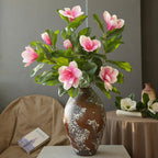 Artificial Magnolia Stem, Single Stem with 4 Blooms, Real-Touch Latex, 39" Tall, White or Pink, Modern Home Decor, Hotel & Window Display