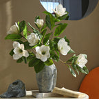 Artificial Magnolia Stem, Single Stem with 4 Blooms, Real-Touch Latex, 39" Tall, White or Pink, Modern Home Decor, Hotel & Window Display