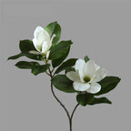 Artificial Magnolia Stem, Single Stem with 4 Blooms, Real-Touch Latex, 39" Tall, White or Pink, Modern Home Decor, Hotel & Window Display