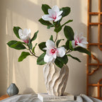 Artificial Magnolia Stem, Single Stem with 4 Blooms, Real-Touch Latex, 39" Tall, White or Pink, Modern Home Decor, Hotel & Window Display