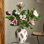 Artificial Magnolia Stem, Single Stem with 4 Blooms, Real-Touch Latex, 39" Tall, White or Pink, Modern Home Decor, Hotel & Window Display